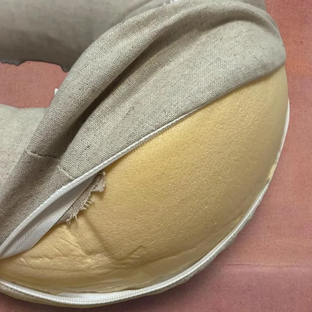 KANJO Memory Foam Acupuncture Travel Pillow Cotton Linen Blend